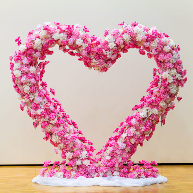 Blumenherz mieten, pinke Rosen, Fotohintergrund Backdrop für Hochzeiten, Valentinstag -Hochzeitsdekoration mieten in Mannheim, Heidelberg, Rhein-Neckar